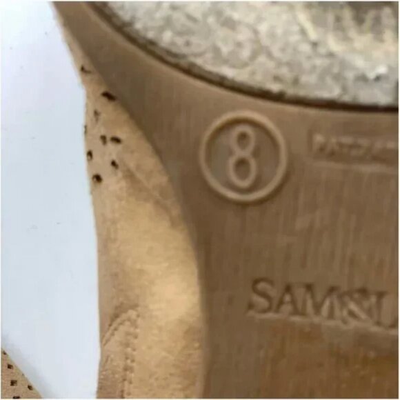 Sam & Libby Perforated Tan Suede Mules Size 8 - Picture 6 of 7